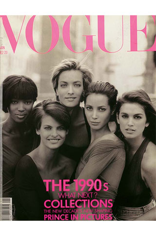 Cindy, Naomi, Tatjana, Christy, Linda - 1990 British Vogue Cover